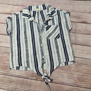 Violet Tie-Front Top navy and white striped